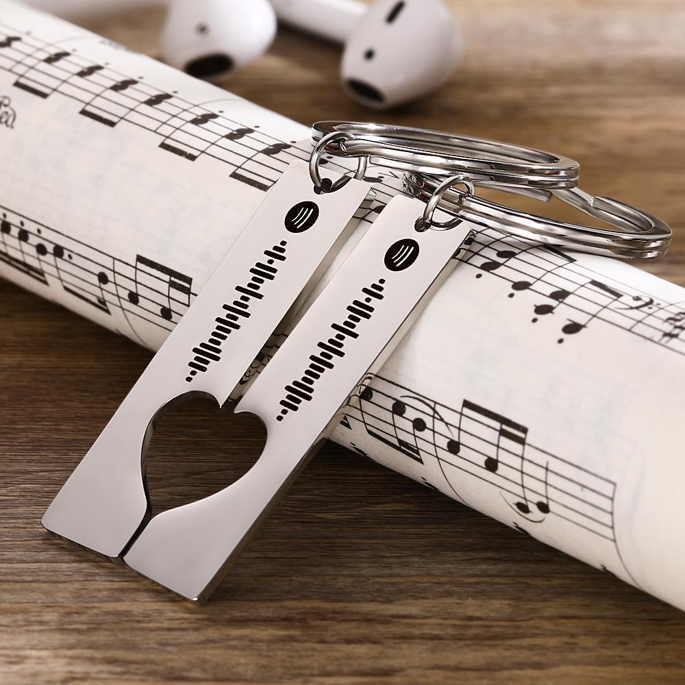 Scannable Custom Heart Spotify Music Code Keyring 2pcs a Set