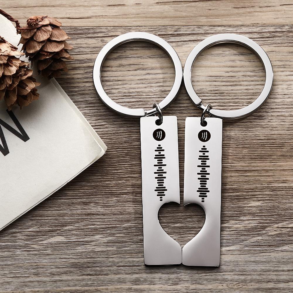 Scannable Custom Spotify Code Keyring Stainless Steel Keychain - Gold