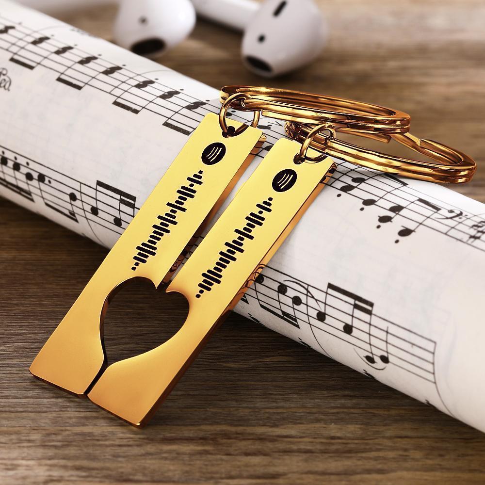 Scannable Custom Spotify Code Keyring Stainless Steel Keychain - Gold