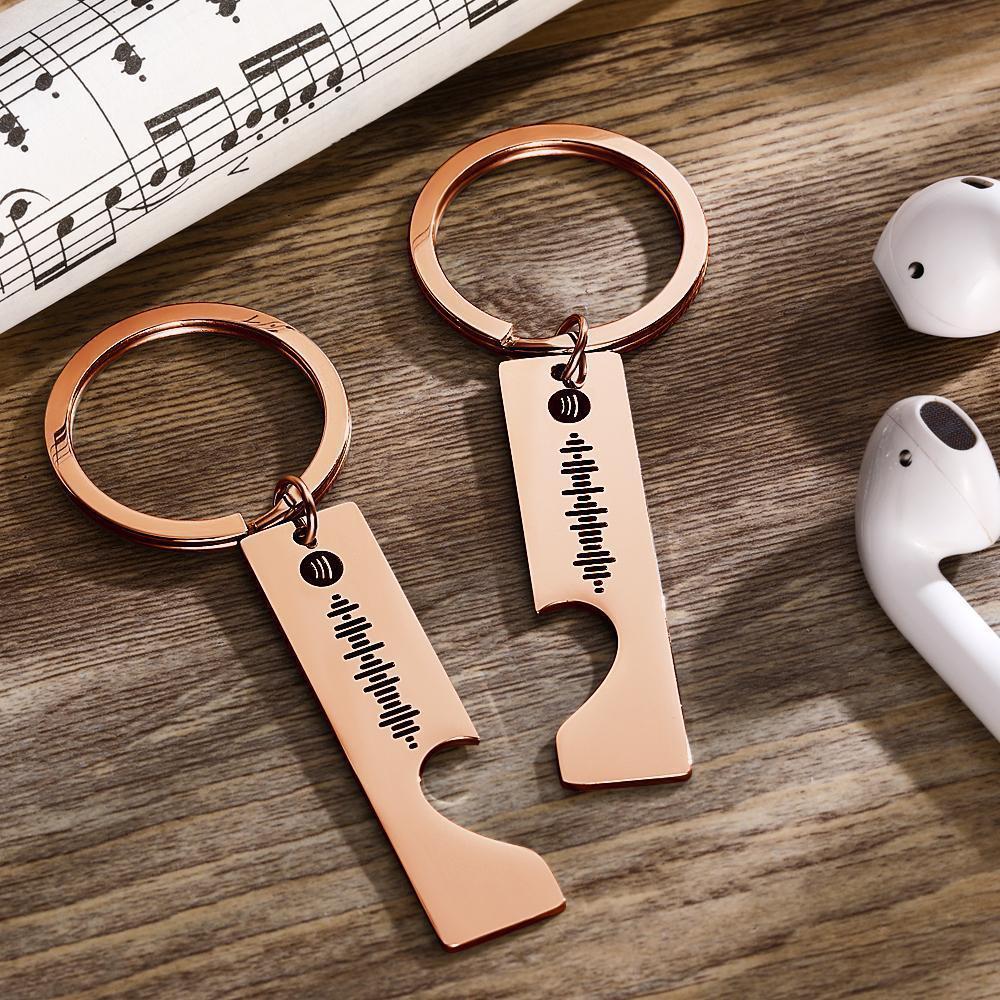 Scannable Custom Spotify Code Keyring Stainless Steel Keychain - Gold