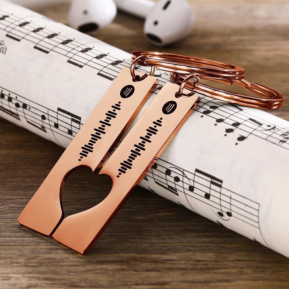 Scannable Custom Spotify Code Keyring Stainless Steel Keychain - Gold