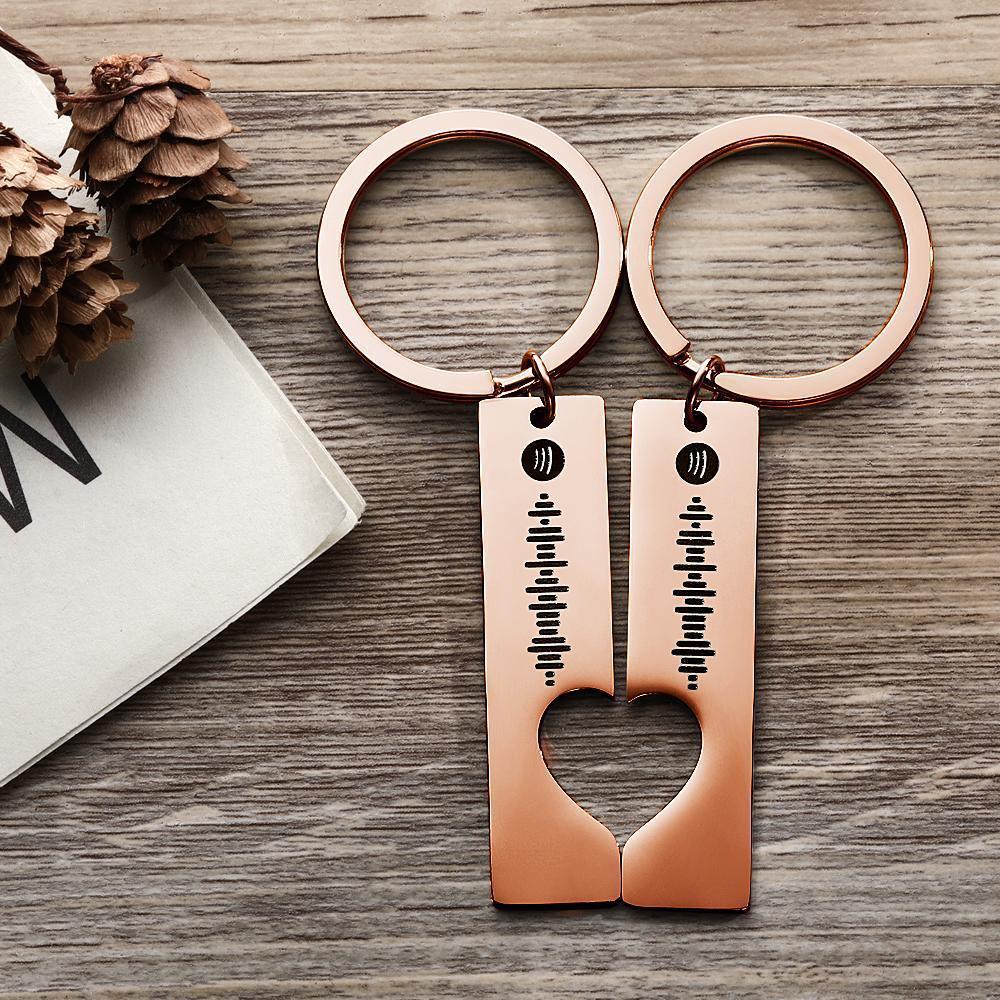 Scannable Custom Spotify Code Keyring Stainless Steel Keychain - Gold