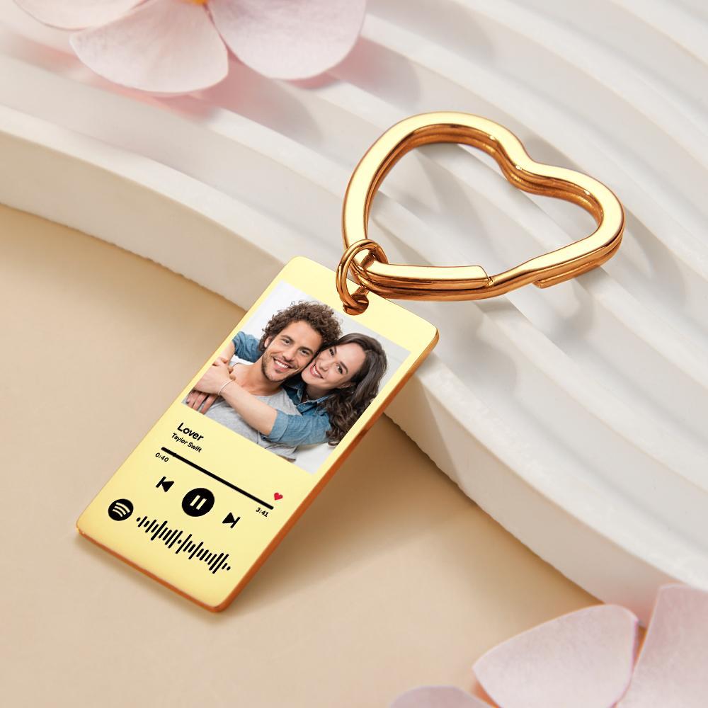 Custom Spotify Keychain Custom Photo Keychain Heart Ring Custom Gifts - Myphotowallet