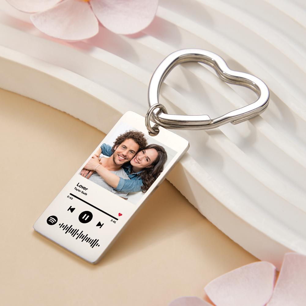 Custom Spotify Keychain Custom Photo Keychain Heart Ring Custom Gifts - Myphotowallet