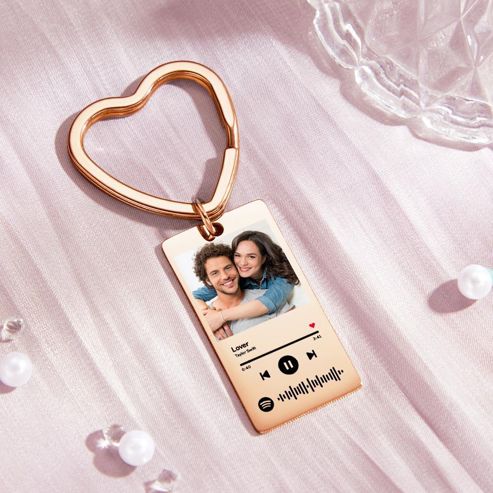 Custom Spotify Keychain Custom Photo Keychain Heart Ring Custom Gifts - Myphotowallet
