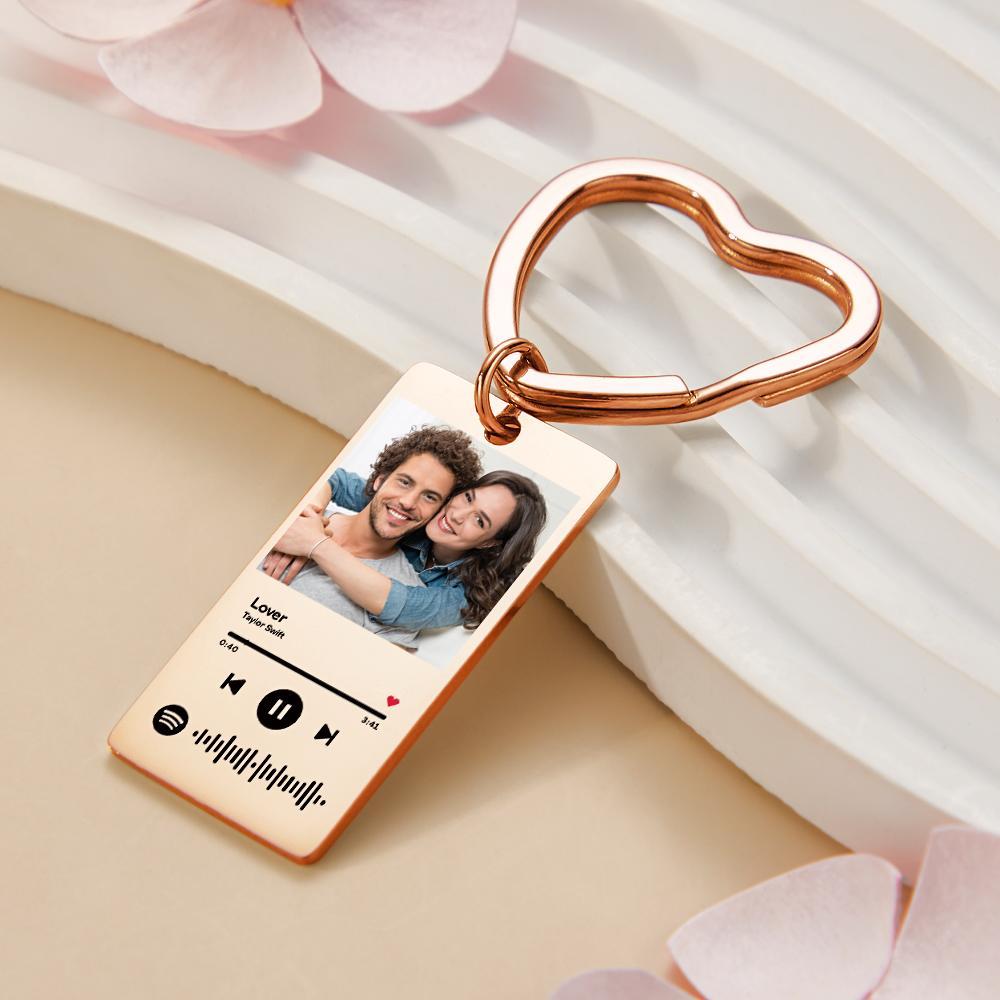 Custom Spotify Keychain Custom Photo Keychain Heart Ring Custom Gifts - Myphotowallet