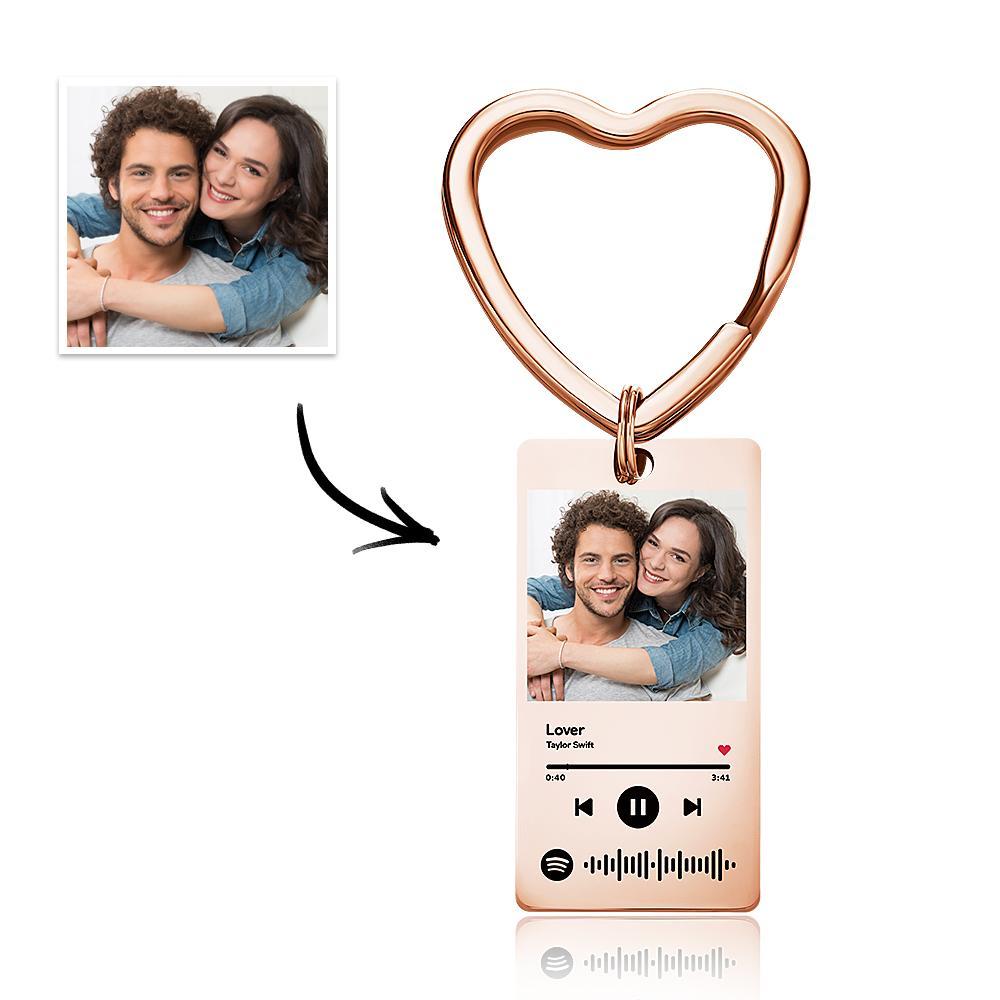 Custom Spotify Keychain Custom Photo Keychain Heart Ring Custom Gifts - Myphotowallet