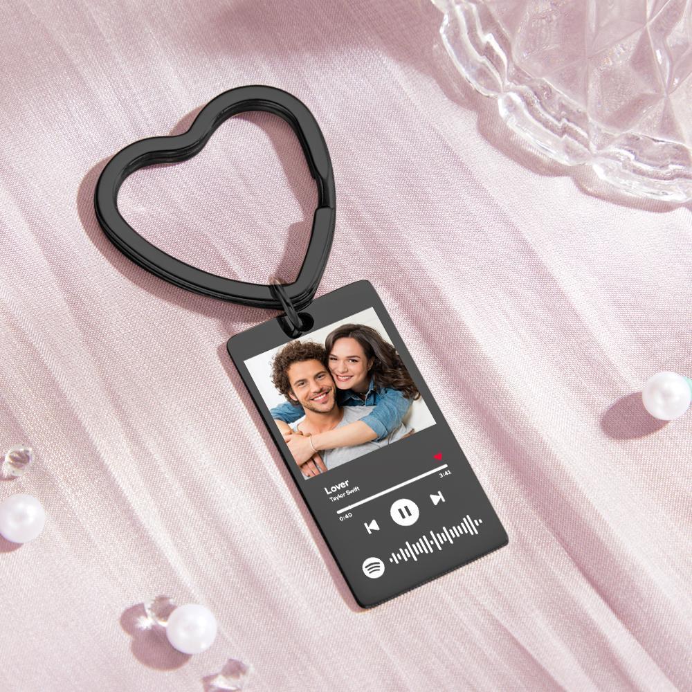 Custom Spotify Keychain Custom Photo Keychain Heart Ring Custom Gifts - Myphotowallet