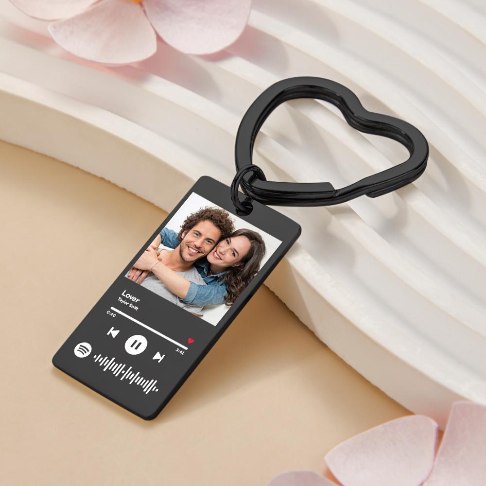 Custom Spotify Keychain Custom Photo Keychain Heart Ring Custom Gifts - Myphotowallet