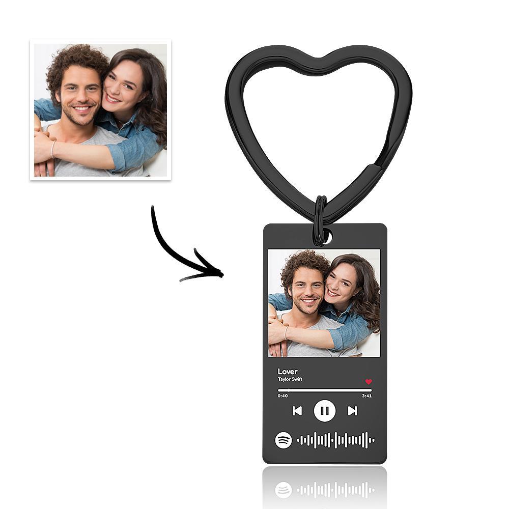 Custom Spotify Keychain Custom Photo Keychain Heart Ring Custom Gifts - Myphotowallet