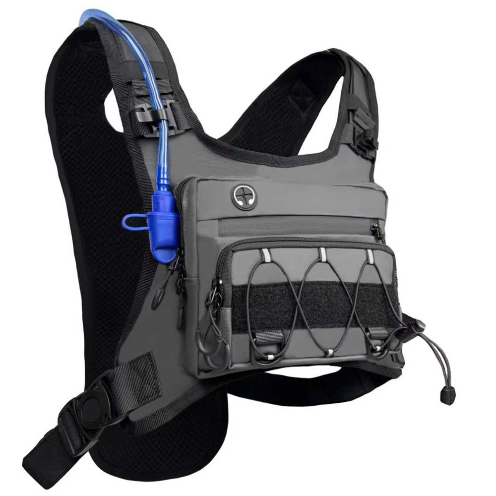 Running Vest for Men with 2L Water Bladder Tactical Hydration Backpack Adjustable Lightweight Chest Pack for Marathon Hunting Cycling