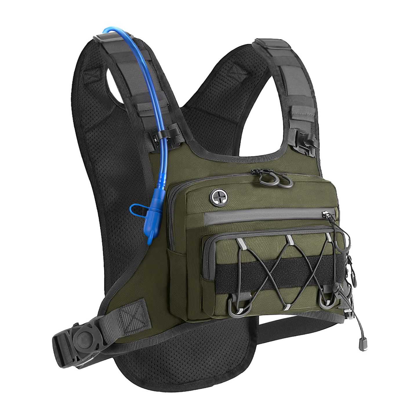Running Vest for Men with 2L Water Bladder Tactical Hydration Backpack Adjustable Lightweight Chest Pack for Marathon Hunting Cycling