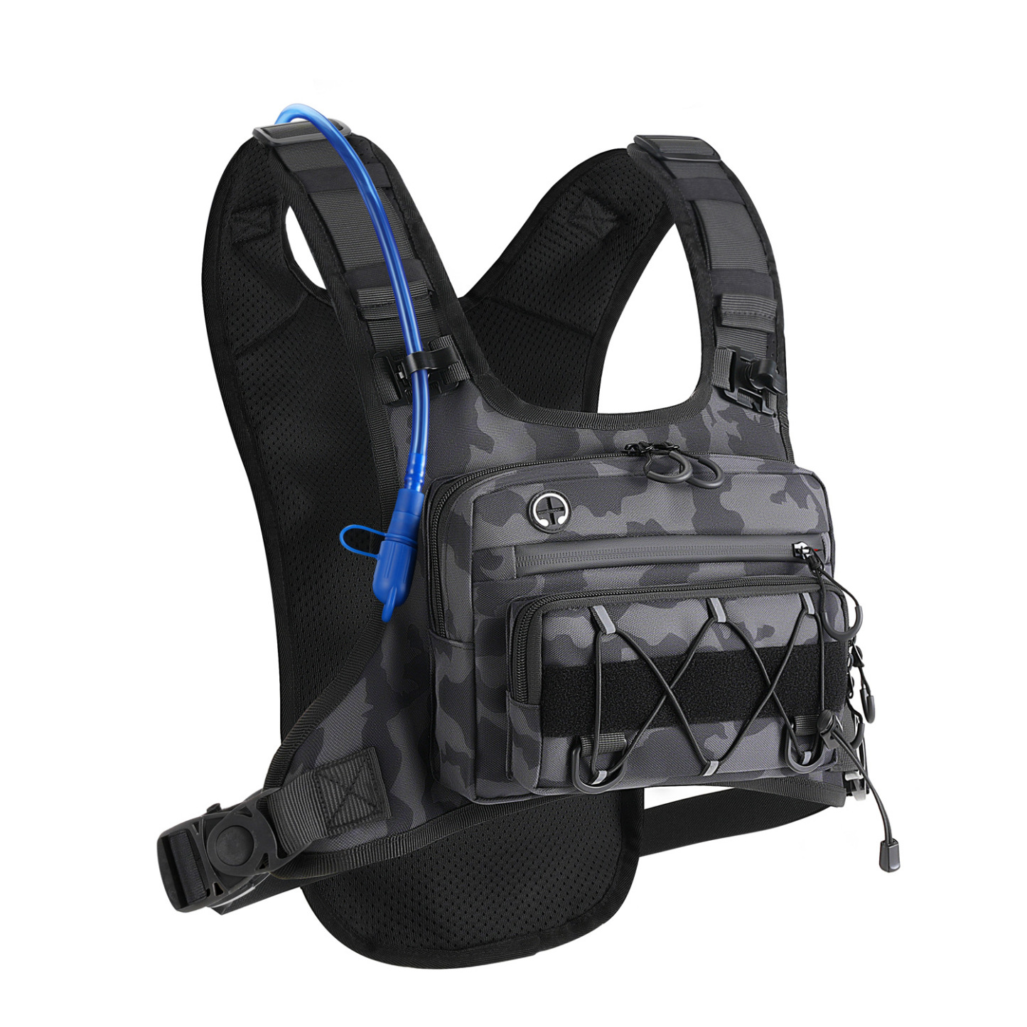 Running Vest for Men with 2L Water Bladder Tactical Hydration Backpack Adjustable Lightweight Chest Pack for Marathon Hunting Cycling