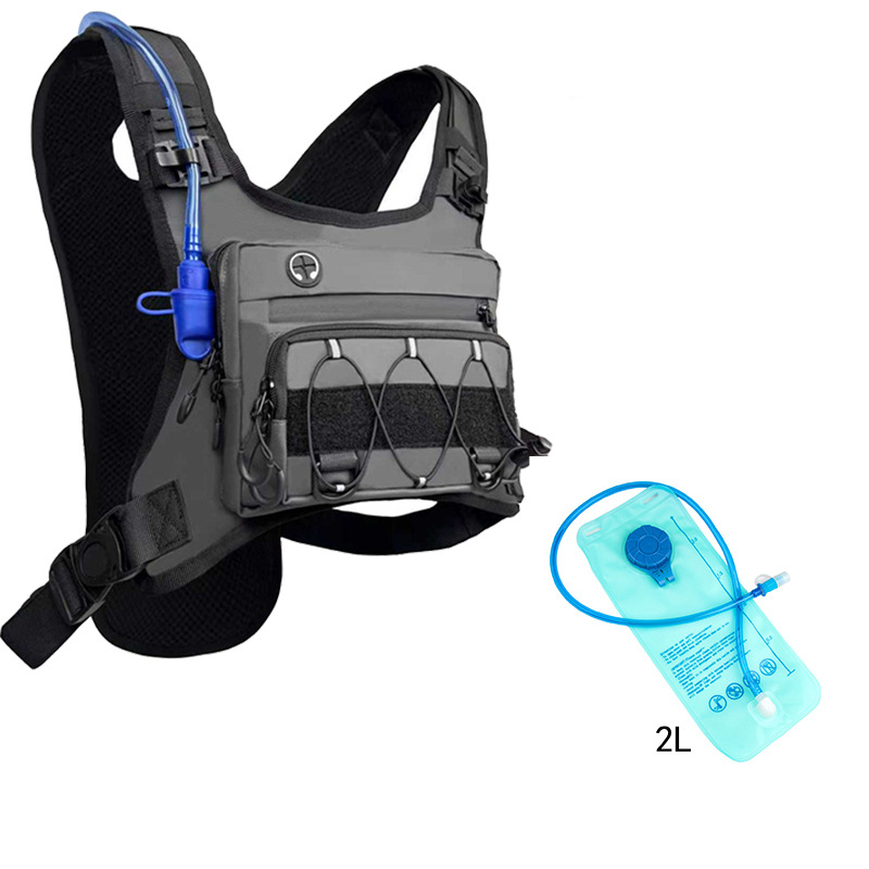 Running Vest for Men with 2L Water Bladder Tactical Hydration Backpack Adjustable Lightweight Chest Pack for Marathon Hunting Cycling