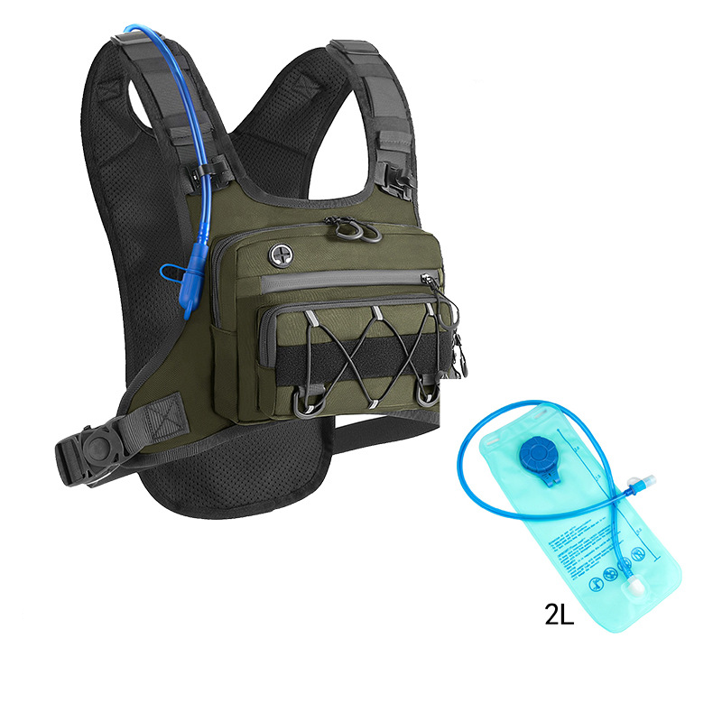 Running Vest for Men with 2L Water Bladder Tactical Hydration Backpack Adjustable Lightweight Chest Pack for Marathon Hunting Cycling