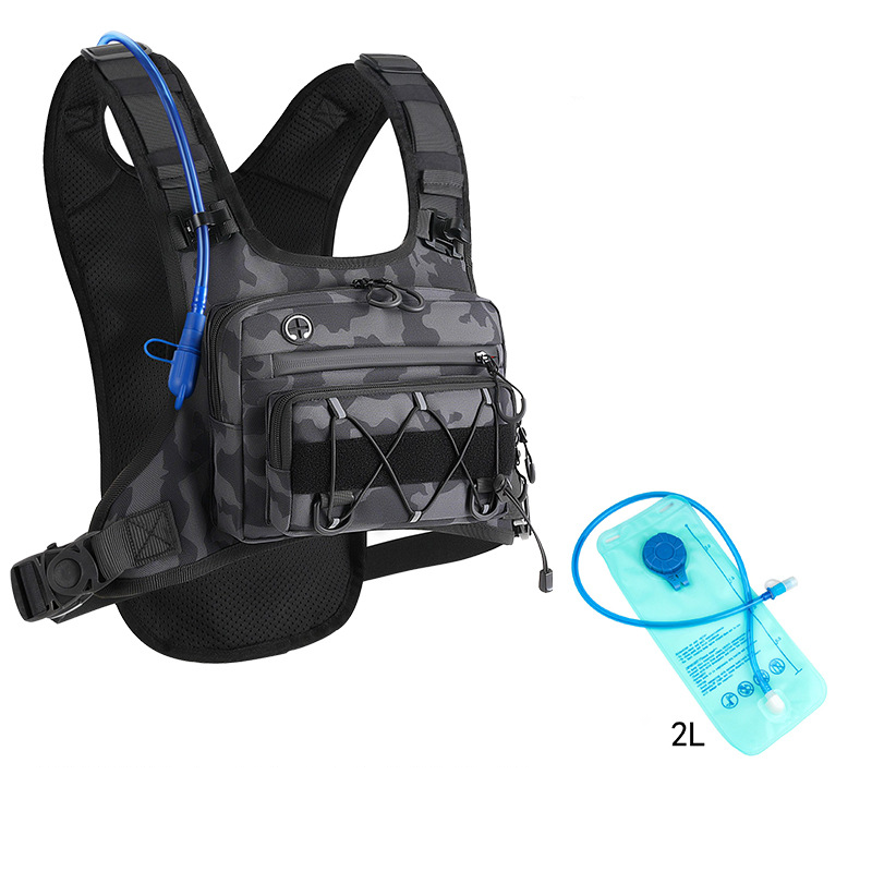 Running Vest for Men with 2L Water Bladder Tactical Hydration Backpack Adjustable Lightweight Chest Pack for Marathon Hunting Cycling