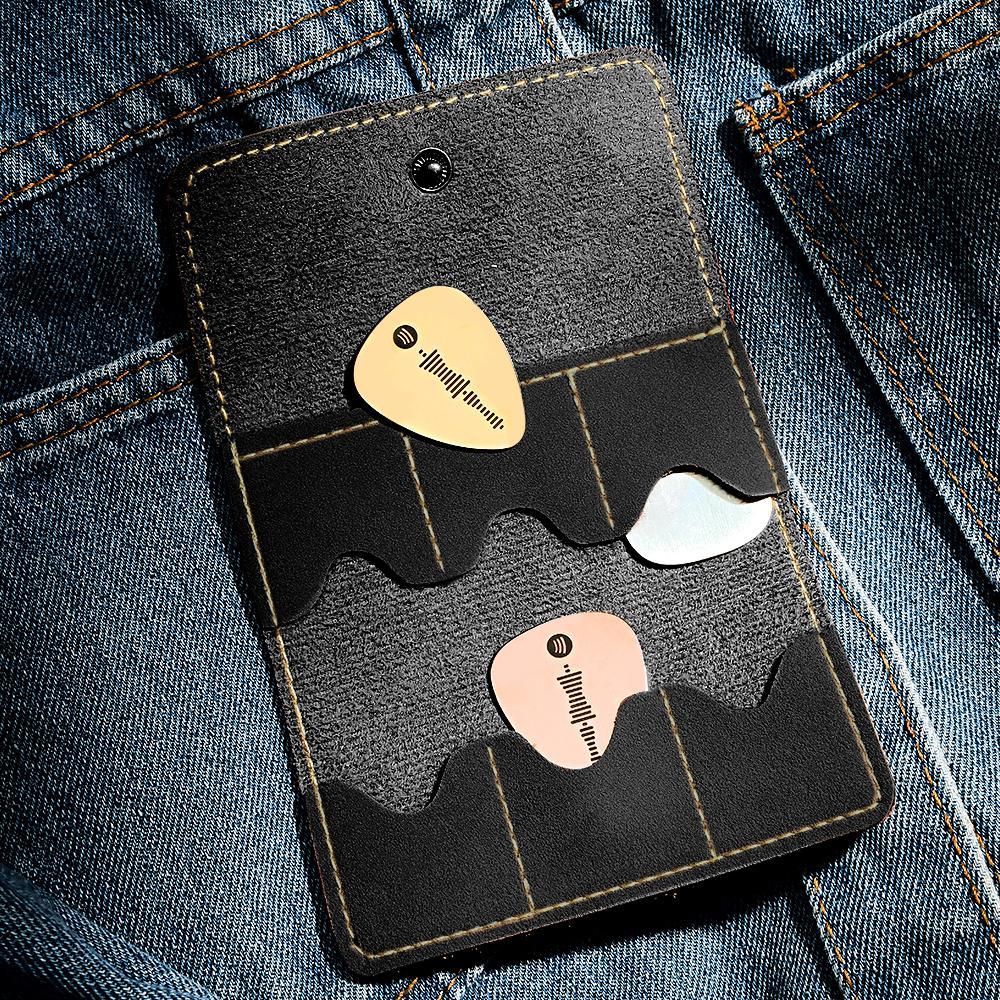 Custom Engraved Guitar Pick Holder Leather Storage Bag Gift for Guitarist - Myphotowallet