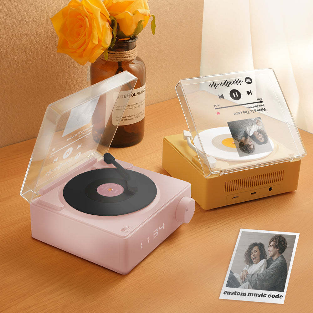 Personalized Photo Spotify Code Bluetooth Speaker Retro Alarm Clock For Music Lovers - Myphotowallet