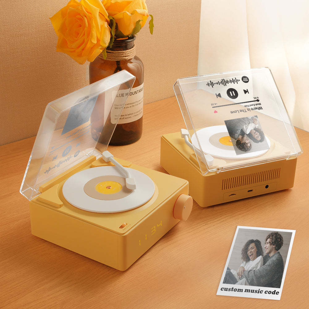 Personalized Photo Spotify Code Bluetooth Speaker Retro Alarm Clock For Music Lovers - Myphotowallet