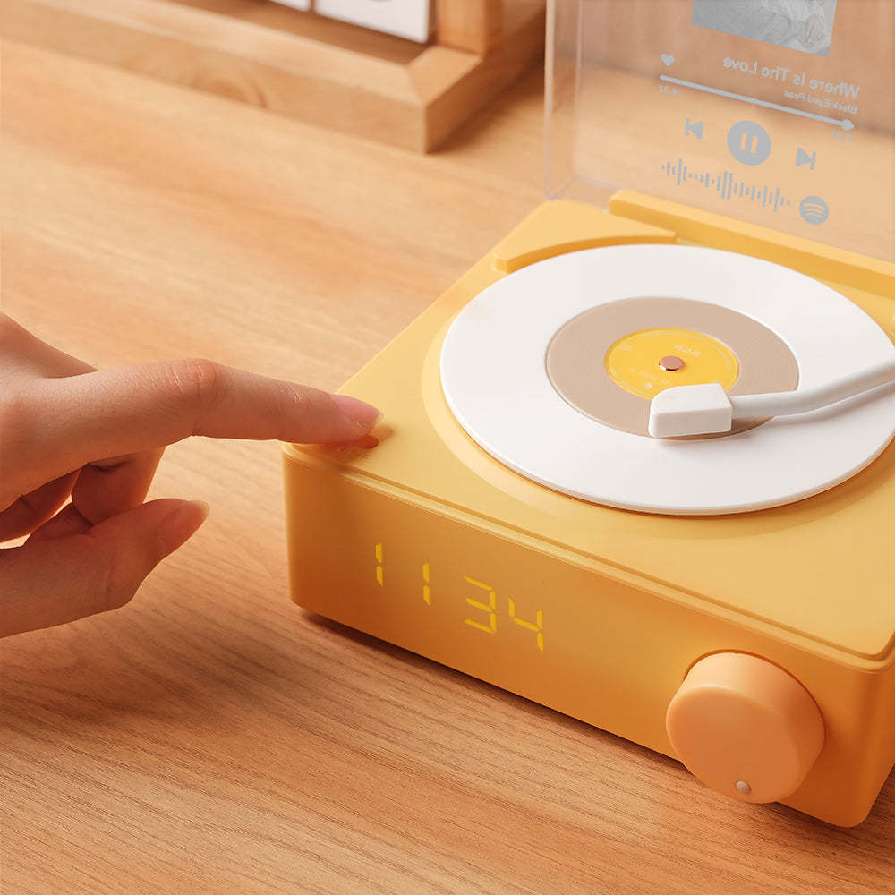 Personalized Photo Spotify Code Bluetooth Speaker Retro Alarm Clock For Music Lovers - Myphotowallet