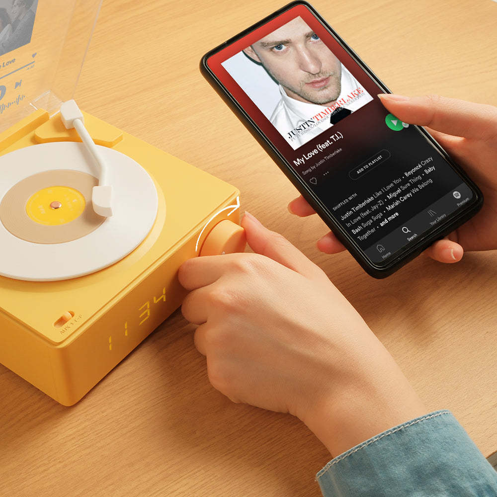 Personalized Photo Spotify Code Bluetooth Speaker Retro Alarm Clock For Music Lovers - Myphotowallet