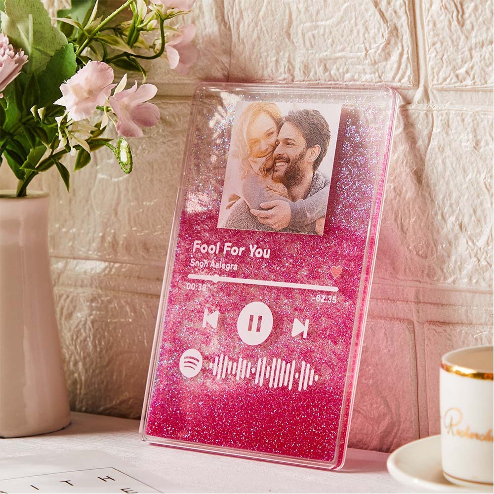Scannable Spotify Code Quicksand Plaque Keychain Lamp Music and Photo Acrylic Gifts for Her - Myphotowallet