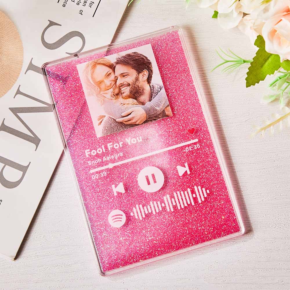 Scannable Spotify Code Quicksand Plaque Keychain Lamp Music and Photo Acrylic Gifts for Her - Myphotowallet