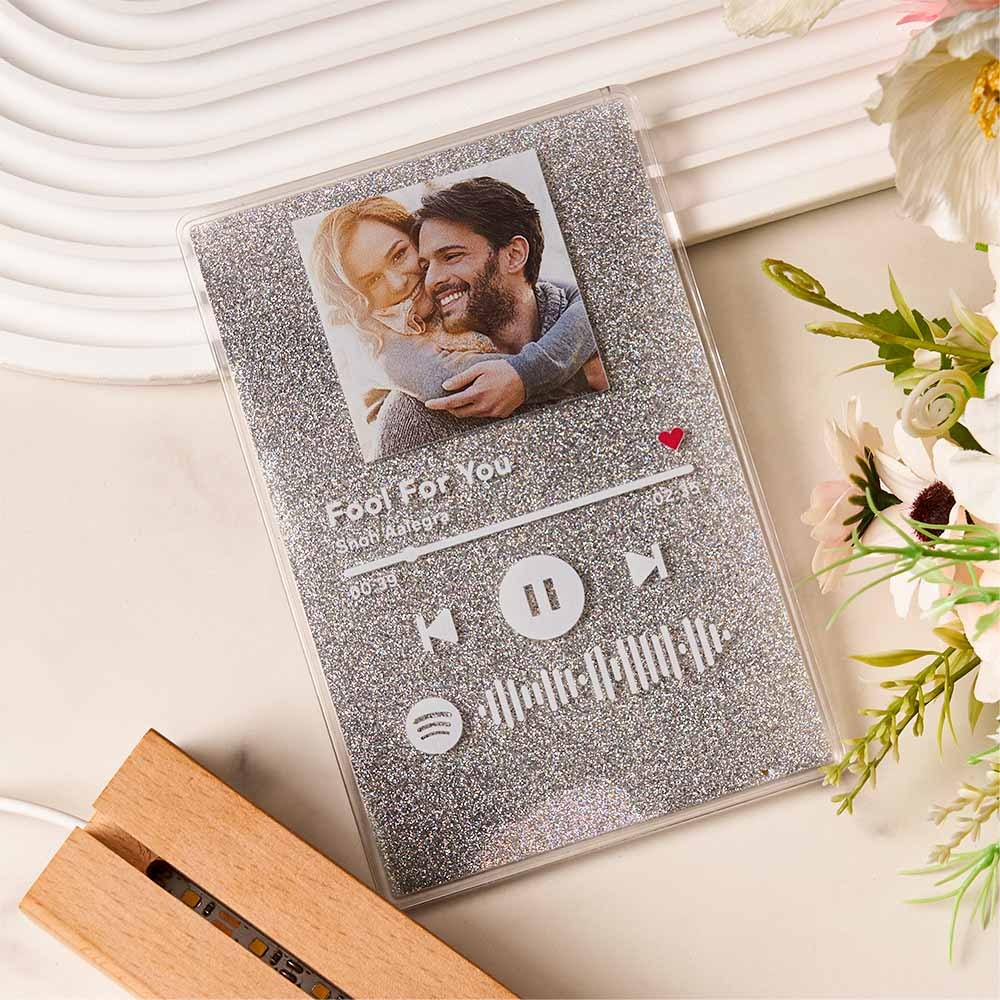 Scannable Spotify Code Quicksand Plaque Keychain Lamp Music and Photo Acrylic Gifts for Her - Myphotowallet