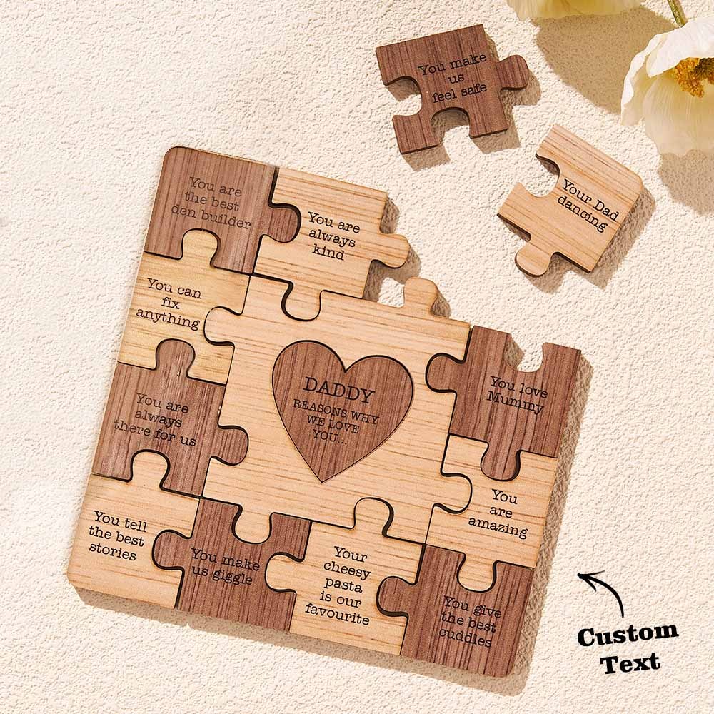 Custom Engraved Puzzle Ornaments Wooden Creative Gifts for Dad - Myphotowallet