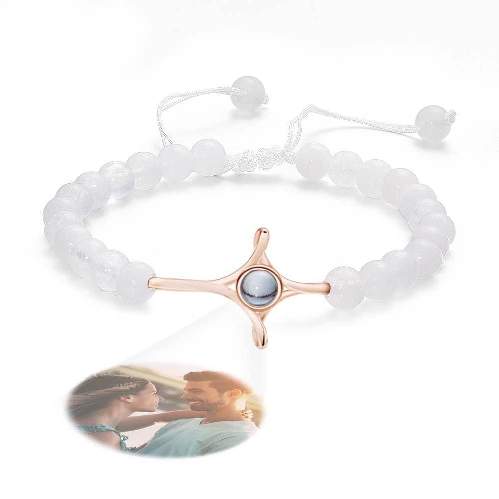Personalized Photo Projection Beads Bracelet With Cross Memorial Gift For Her - Myphotowallet