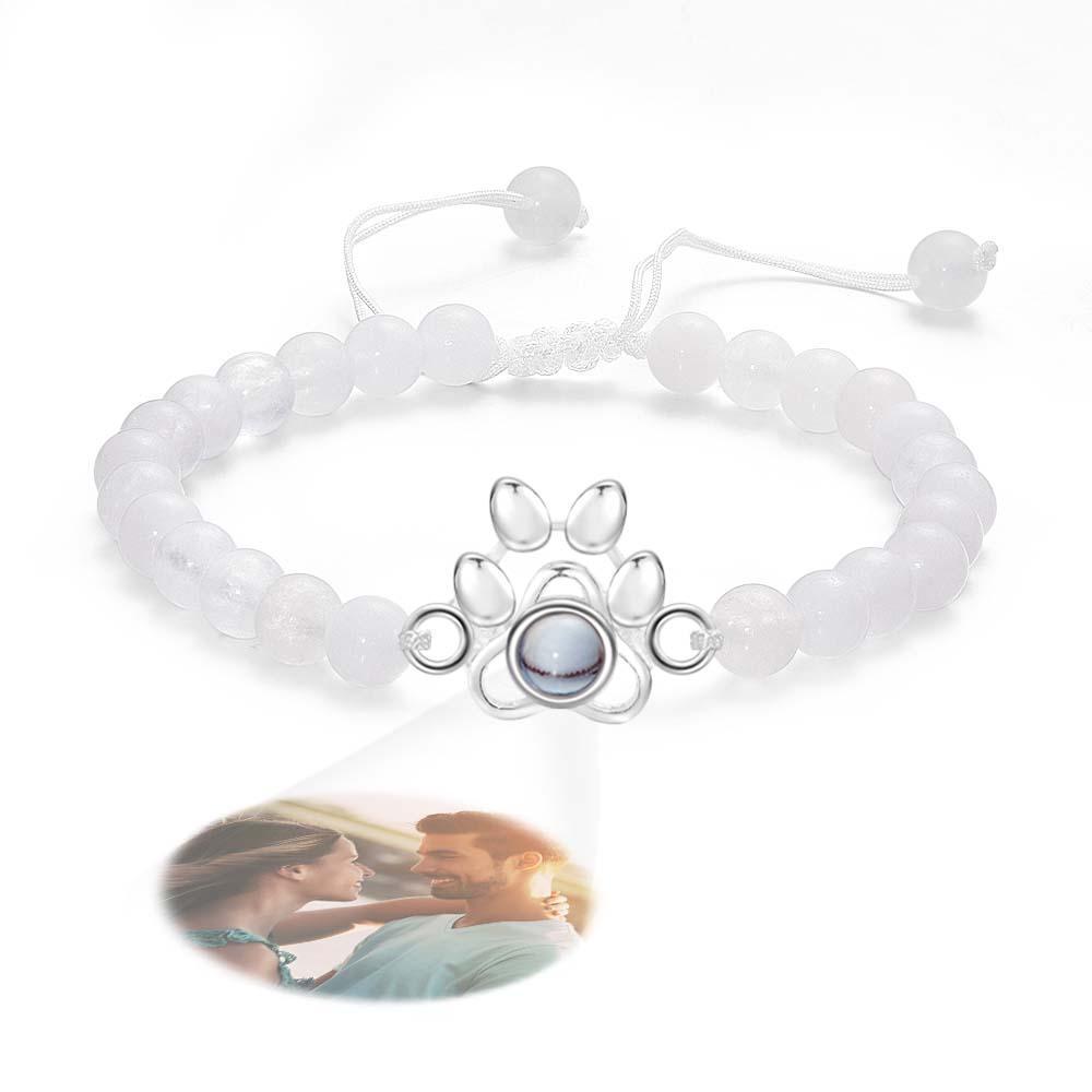 Personalized Photo Projection Beads Bracelet With Pet Claw Memorial Gift For Her - Myphotowallet