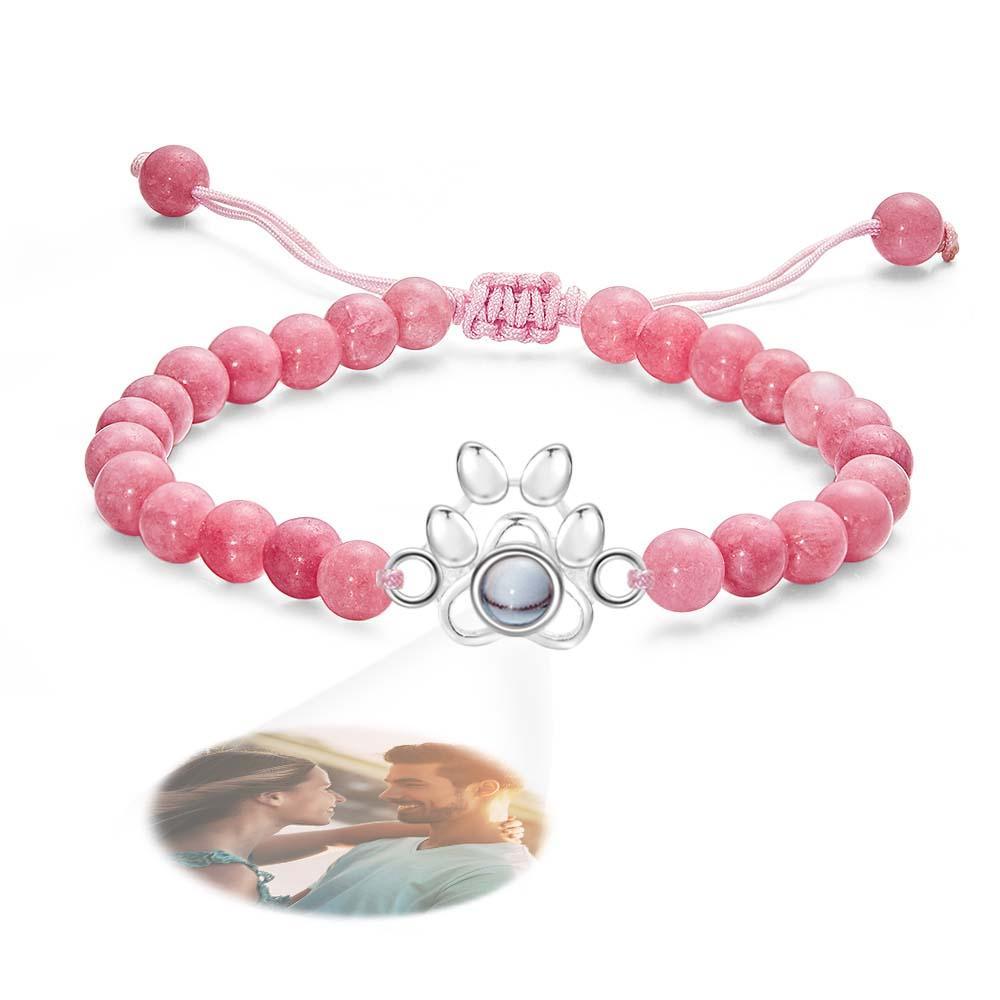 Personalized Photo Projection Beads Bracelet With Pet Claw Memorial Gift For Her - Myphotowallet