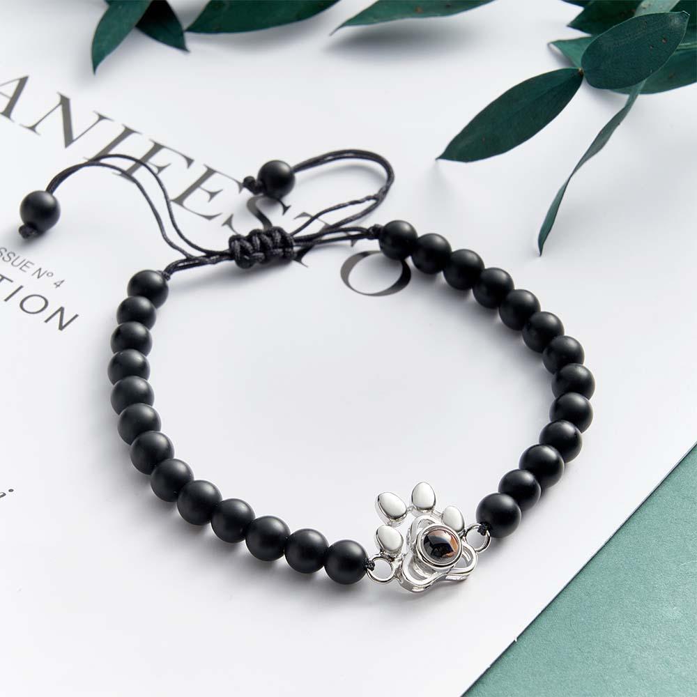 Personalized Photo Projection Beads Bracelet With Pet Claw Memorial Gift For Her - Myphotowallet