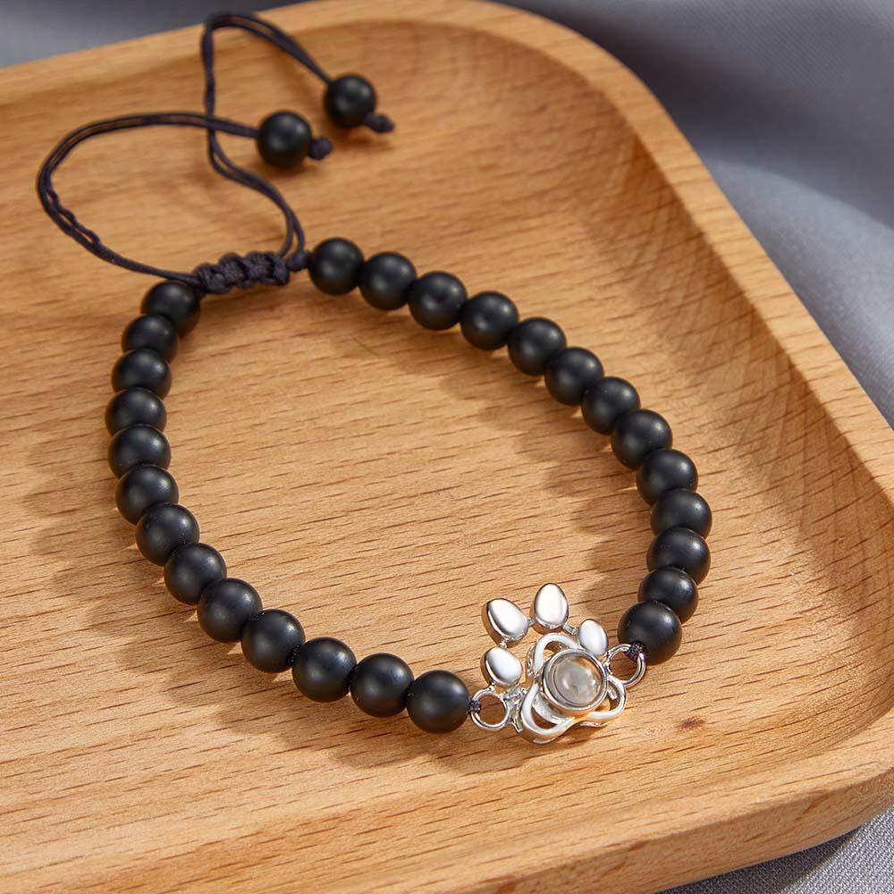 Personalized Photo Projection Beads Bracelet With Pet Claw Memorial Gift For Her - Myphotowallet