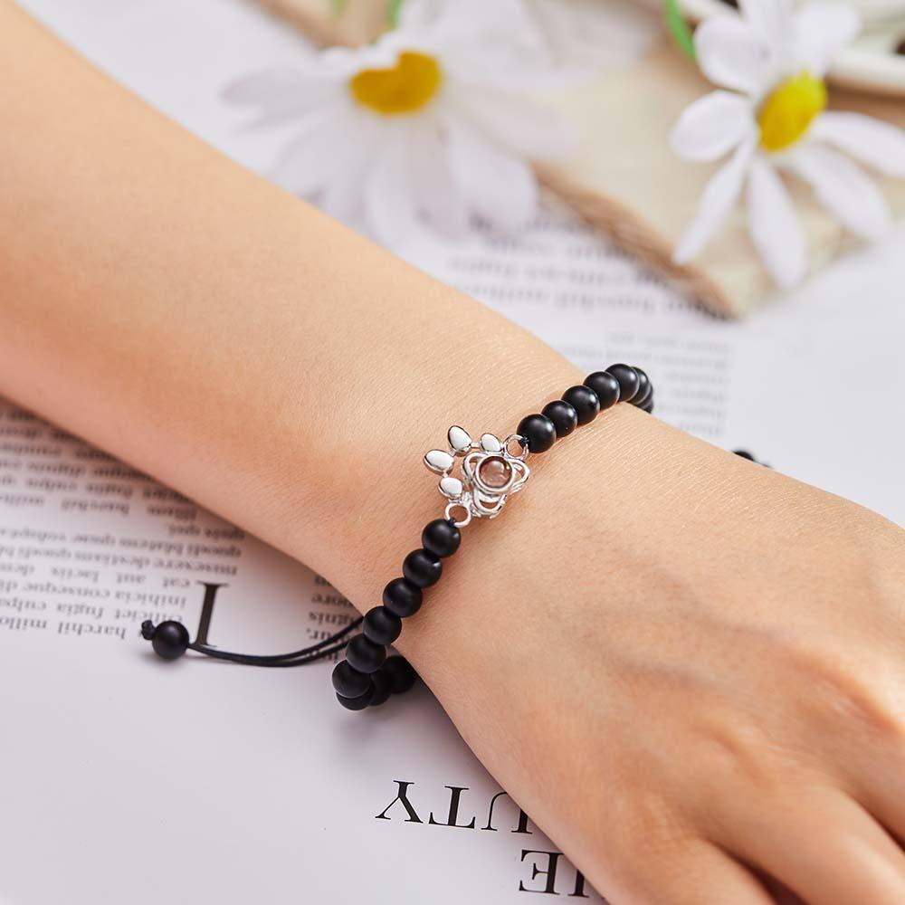 Personalized Photo Projection Beads Bracelet With Pet Claw Memorial Gift For Her - Myphotowallet