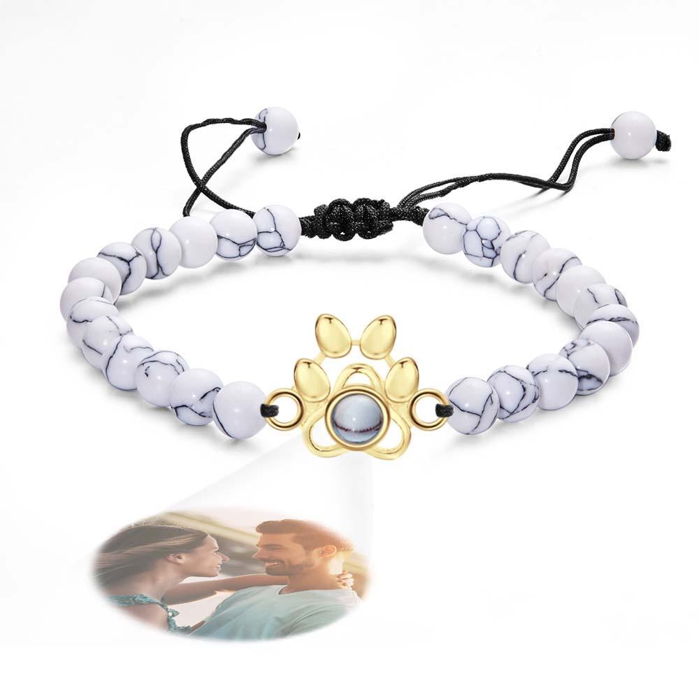 Personalized Photo Projection Beads Bracelet With Pet Claw Memorial Gift For Her - Myphotowallet