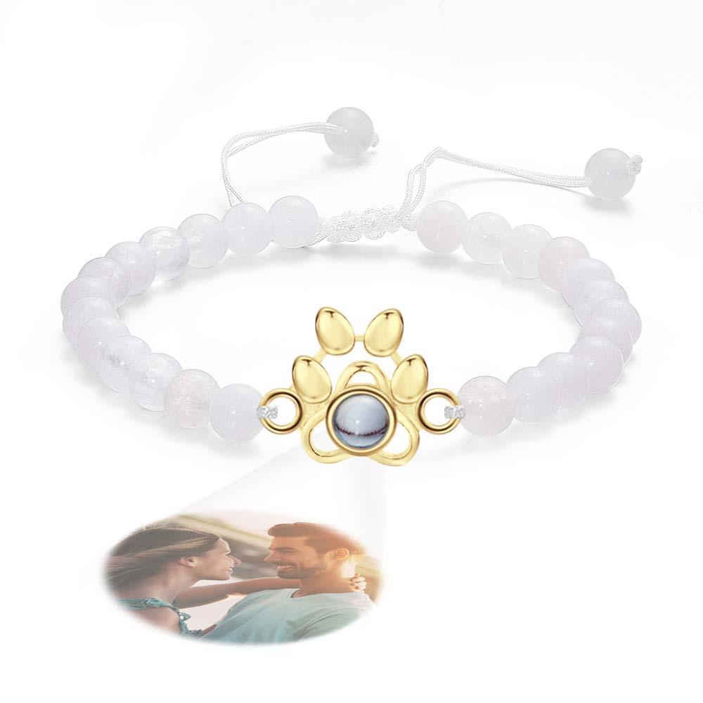 Personalized Photo Projection Beads Bracelet With Pet Claw Memorial Gift For Her - Myphotowallet