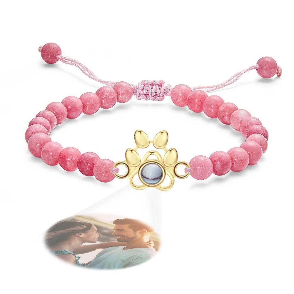 Personalized Photo Projection Beads Bracelet With Pet Claw Memorial Gift For Her - Myphotowallet