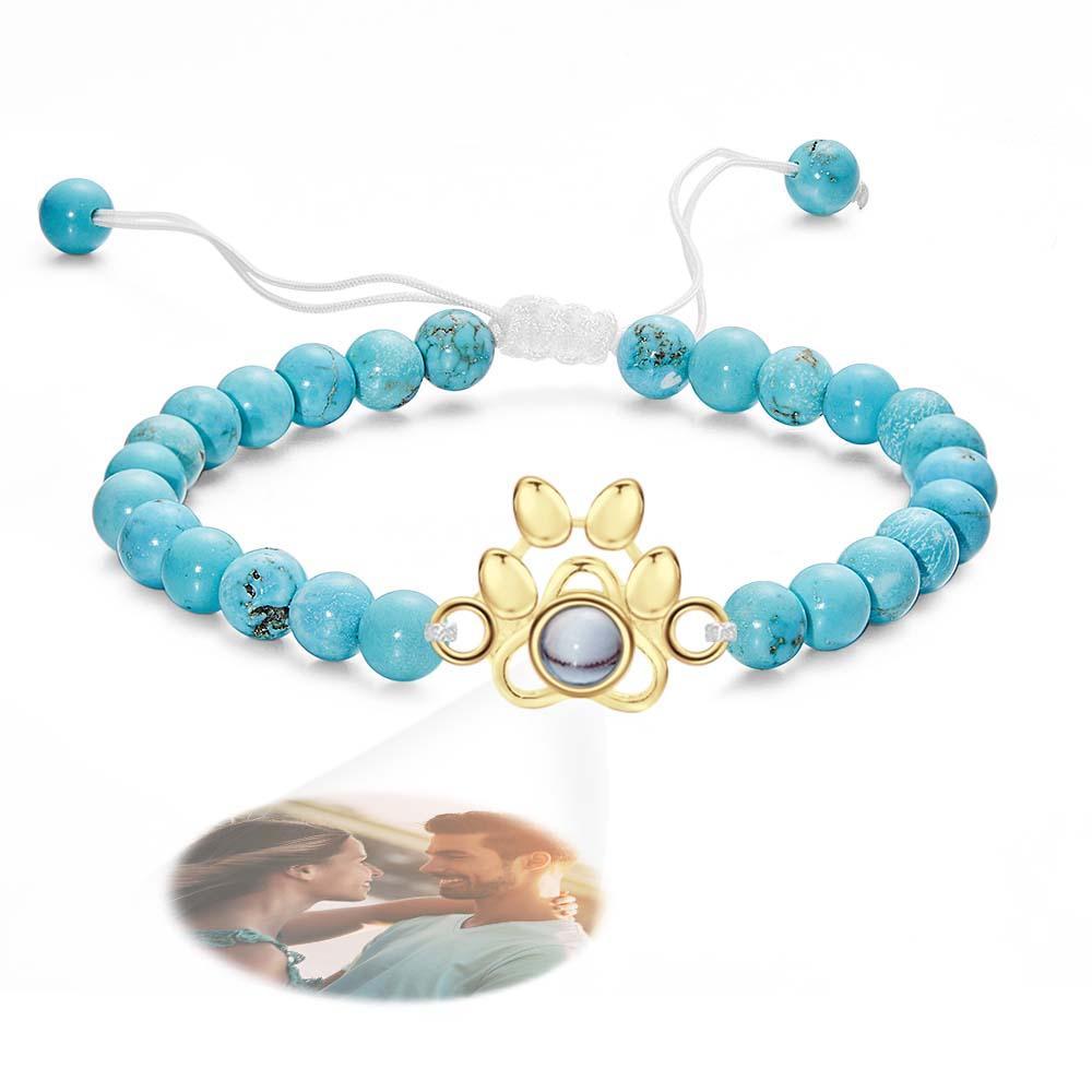 Personalized Photo Projection Beads Bracelet With Pet Claw Memorial Gift For Her - Myphotowallet