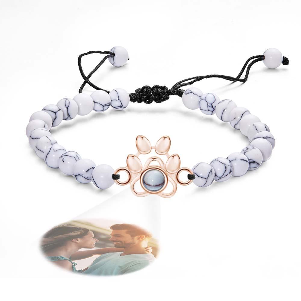 Personalized Photo Projection Beads Bracelet With Pet Claw Memorial Gift For Her - Myphotowallet