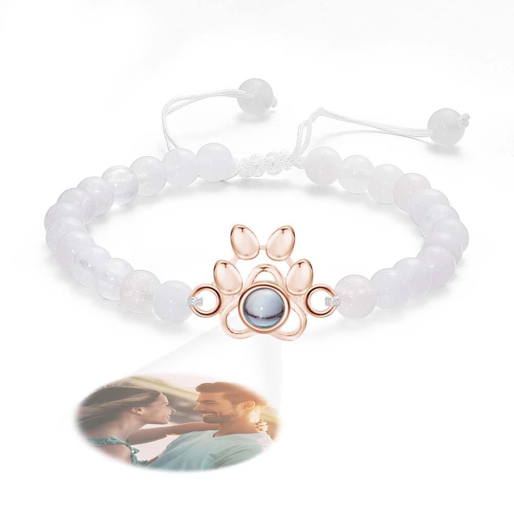 Personalized Photo Projection Beads Bracelet With Pet Claw Memorial Gift For Her - Myphotowallet