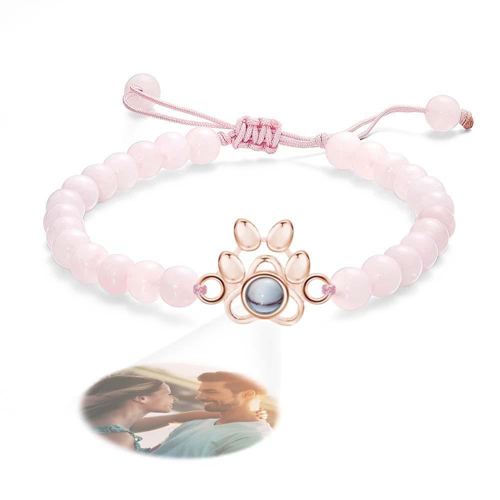 Personalized Photo Projection Beads Bracelet With Pet Claw Memorial Gift For Her - Myphotowallet
