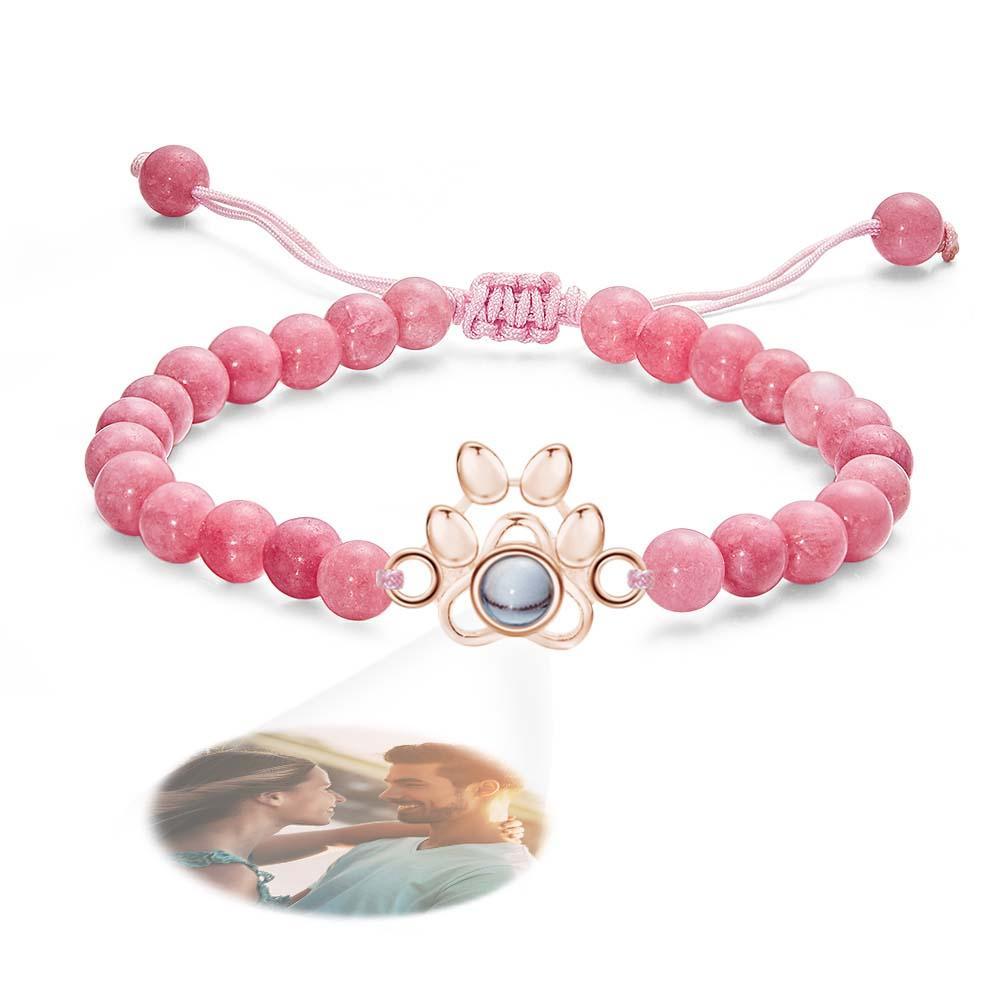 Personalized Photo Projection Beads Bracelet With Pet Claw Memorial Gift For Her - Myphotowallet