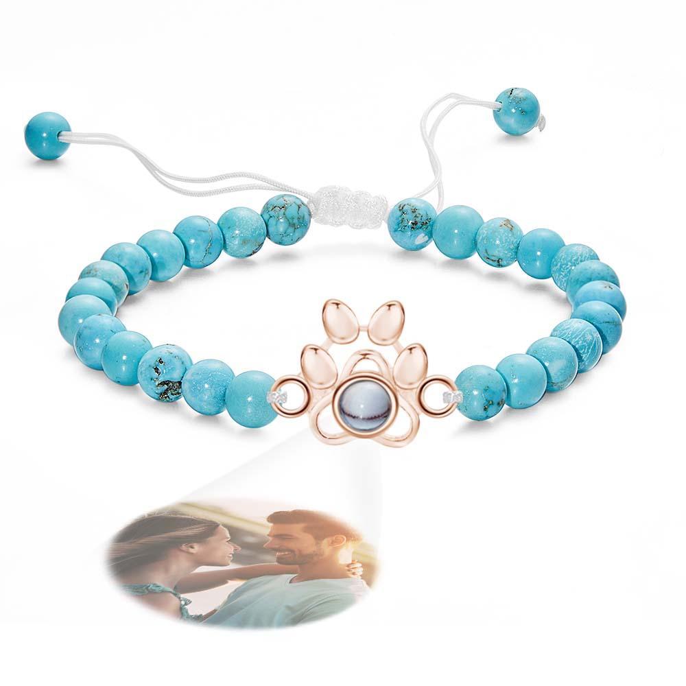 Personalized Photo Projection Beads Bracelet With Pet Claw Memorial Gift For Her - Myphotowallet