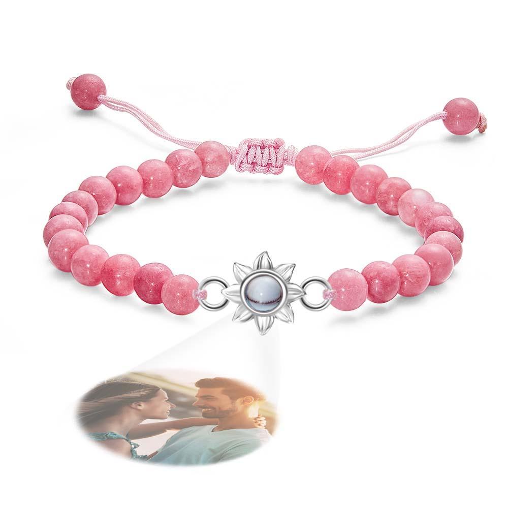 Personalized Photo Projection Beads Bracelet With Sunflower Creative Gift For Her - Myphotowallet