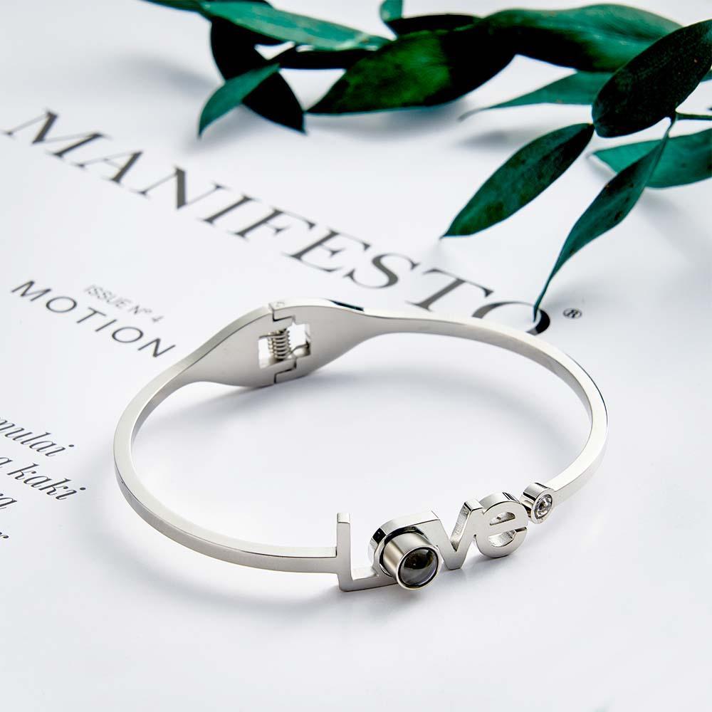 Personalized Photo Projection LOVE Bracelet Round Free Adjustment Bracelet for Her - Myphotowallet