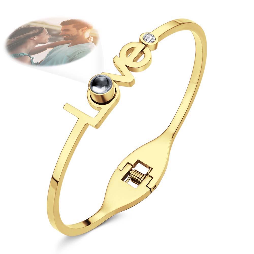 Personalized Photo Projection LOVE Bracelet Round Free Adjustment Bracelet for Her - Myphotowallet