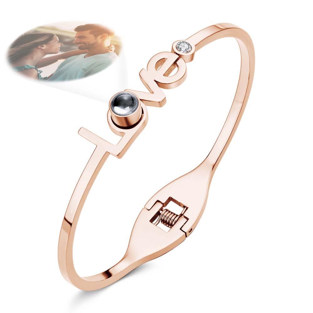 Personalized Photo Projection LOVE Bracelet Round Free Adjustment Bracelet for Her - Myphotowallet