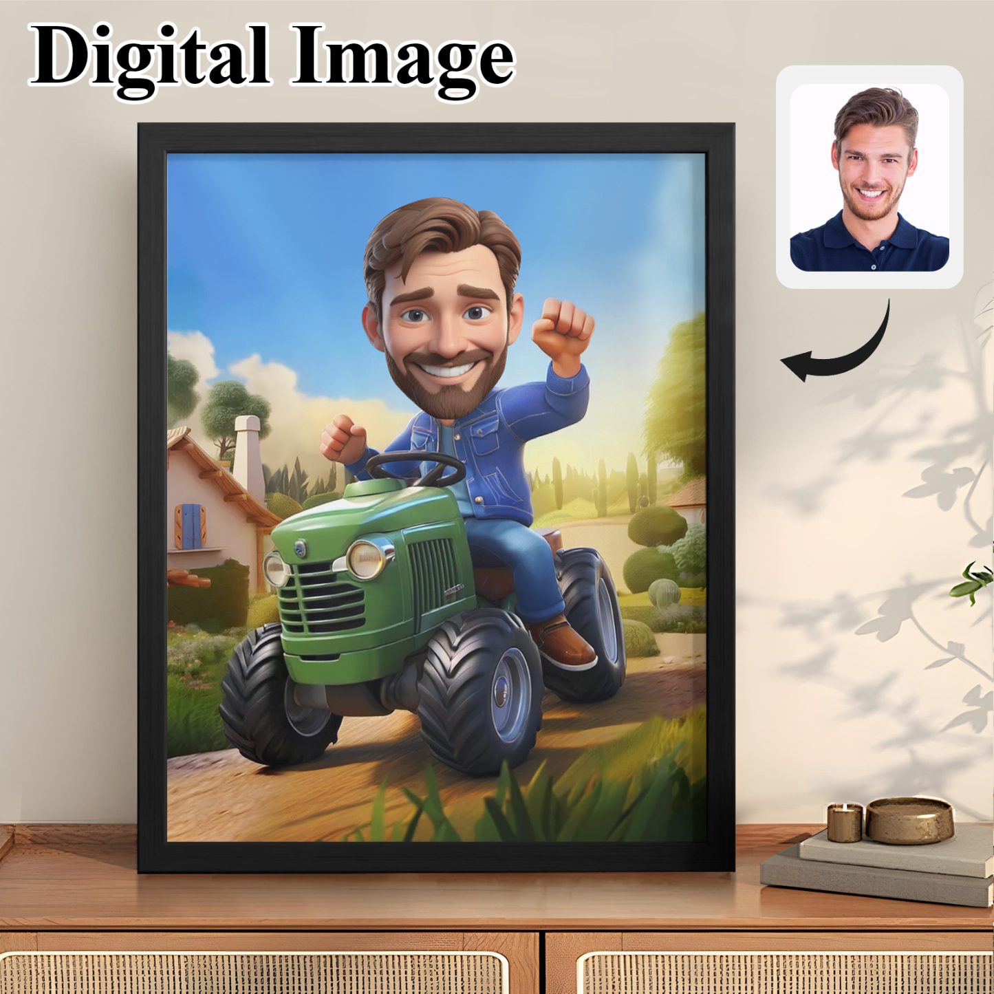 Custom Farmer 3D Caricature Portrait - From Your Photo, 3D Cartoon Style, Male Farmer, Unique and Special Gift For Men, Digital Download