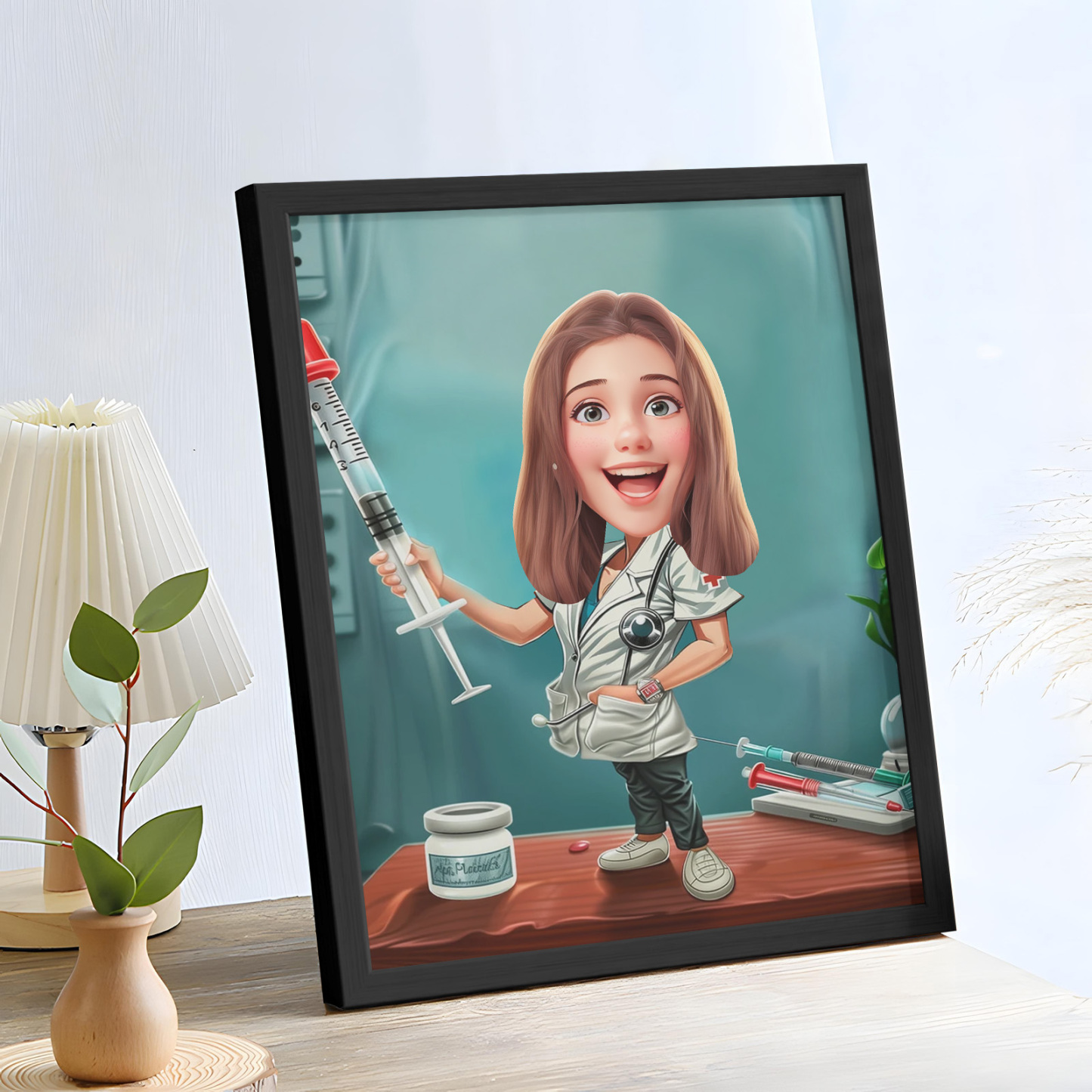 Custom Nurse Caricature Portrait - From Your Photo, Unique Gift for Nurses, Cartoon Style, Digital Download